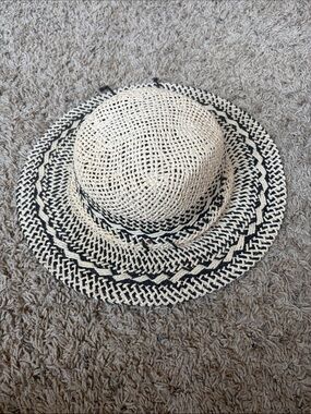 Four Buttons by San Diego Hat Co. Straw Sun Hat - Natural with Black Trim